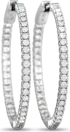 Luxury Bazaar 14K White Gold 0.98 ct Diamond Inside-Out Hoop Earrings K5024E78