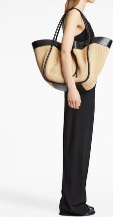 Proenza Schouler XL raffia ruched tote - women - Leather - One Size - Neutrals