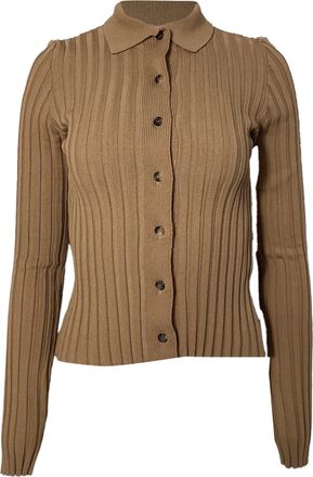 Anine Bing Joslyn Rib Knit Cardigan in Brown Rayon