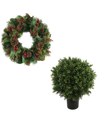 Creative Displays Inc. Classic Christmas Holiday Wreath & Uv Boxwood Drop-In