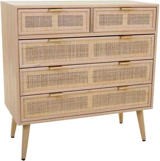 Wanderlust Deco C&oacute;moda de madera y rejilla marr&oacute;n 80x39.5x81