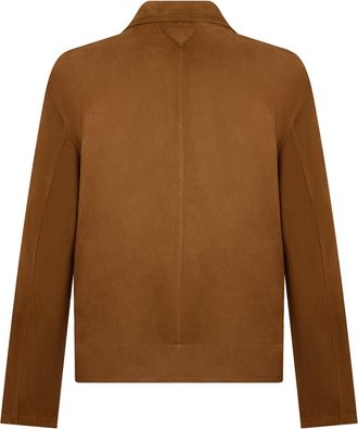Prada Mens Short Jacket Suede Brown Calfskin Leather