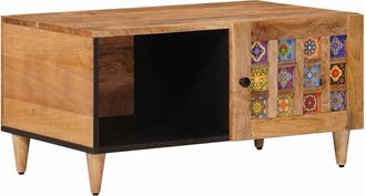 vidaXL Mesa De Caf&eacute; Natural 80 X 50 X 40 Cm Madera De Mango Maciza Vidaxl