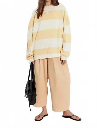 Free People Classic Striped Oversized Crewneck Top In Apricot Combo