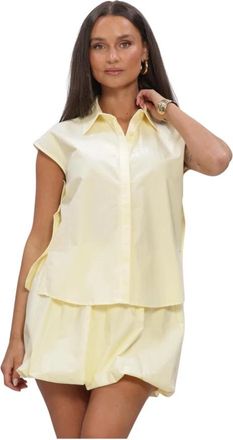 Ydence Blouse Sabrina - Dames - Overhemden - Geel - M - Katoen - Overhemden