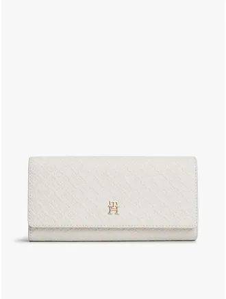 Tommy Hilfiger Womens Allover Monogram Large Flap Wallet - White