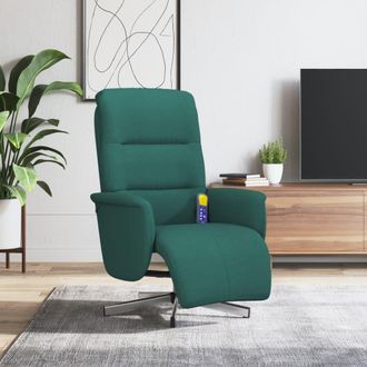 vidaXL Vidaxl - Sill&oacute;n Reclinable De Masaje Con Reposapi&eacute;s Tela Verde Oscuro