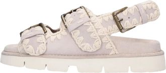 Mou Taupe Su&egrave;de Platte Sandalen - Dames - Sandalen - Beige - 39 EU - Su&egrave;de - Schoenen