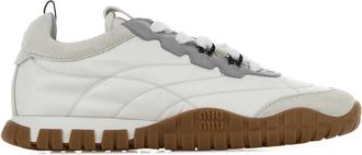 Miu Miu White Re Nylon And Suede Sneakers