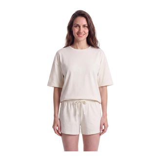 HUGO BOSS Korte pyjamaset - Dames - Pyjama - Beige - M - Katoen - Nachtkleding