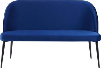 Beliani Sof&aacute; De Cocina Tapizado En Tela De Terciopelo Azul Marino Estructura De Metal De 2 Plazas Banco De Patas Negras Osby