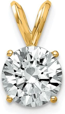 Diamond2Deal 14k Yellow Gold 2ct. 8.0mm Round Moissanite Solitaire Pendant