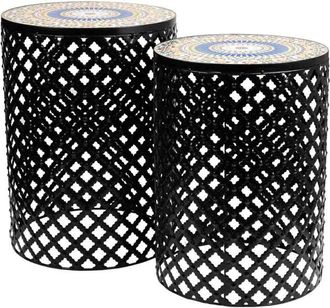 Wanderlust Deco Wanderlust Deco - Set 2 Soportes De Mosaico Y Metal Negros