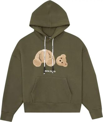 Palm Angels SS21 Bear Hoodie Military Brown PMBB058R21FLE0015660