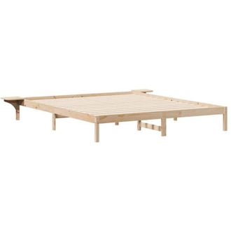 vidaXL Bed Frame with Side Tables Natural 200 x 220 cm Solid Pine Wood vidaXL
