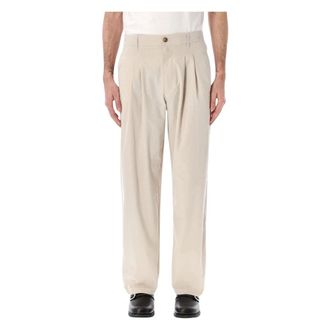 Isabel Marant Straight Trousers, male, Beige, XL, Yostin Pleated Trousers