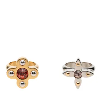 Louis Vuitton Gold Silver Pink Red Color Metal Band Ring (Pre-Owned)
