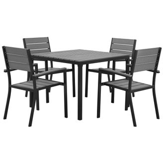 Beliani Conjunto De Comedor De Jard&iacute;n Gris De 5 Piezas Mesa Y 4 Sillas Prato