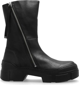 Vic Mati&eacute; Leren platform enkellaarzen - Dames - Enkellaarsjes - Zwart - 36 EU - Leer - Schoenen