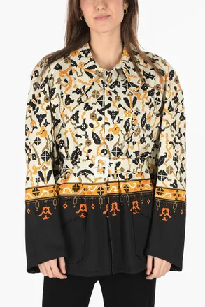 Maison Margiela MM0 Geometric Pattern Jacket with Concealed Button Placket and Belt Maison Margiela