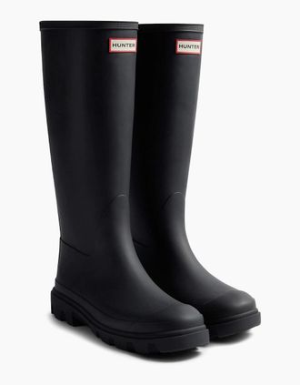 Hunter Mens Hunter Downpour Tall Rubber Mens BLACK Wellington Boots - Size: 11
