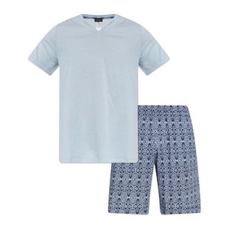 Hanro Pyjamas, male, Blue, Size: 2XL Night & Day Short-Sleeve Pyjama Set