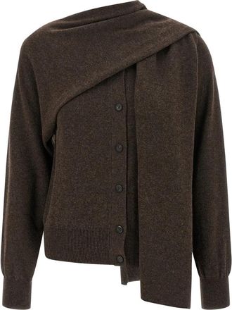 Ferragamo Scarf Cardigan - Dames - Cashmere truien - Bruin - S - Truien & Vesten
