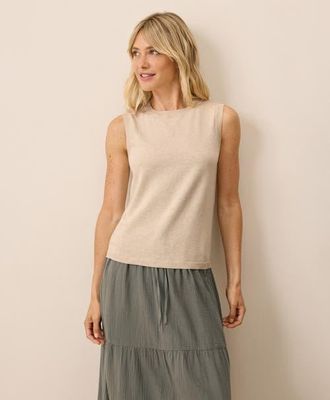 Pact Organic Classic Fine Knit Shell in Sandshell Heather at Nordstrom, Size Medium