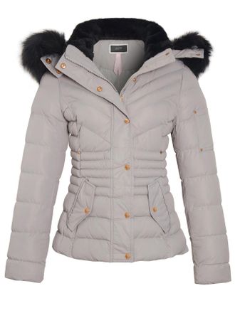 SS7 Womens Quilted Jacket Faux Fur Hood