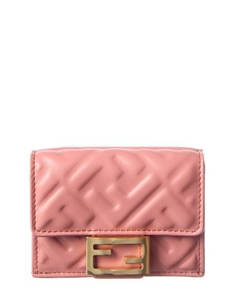 Fendi Fendi Micro Trifold Leather Wallet