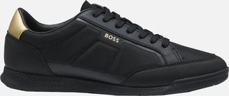 HUGO BOSS Mens Hugo Boss Mens Black Nitan_ lowp Trainers With Gold Contrast - Size: 10