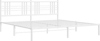 vidaXL Metal Bed Frame without Mattress with Headboard White 193x203cm Vidaxl