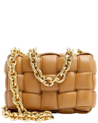 Bottega Veneta Brown Lambskin Cassette Chain Maxi Shoulder Bag (Authentic Pre- Loved)