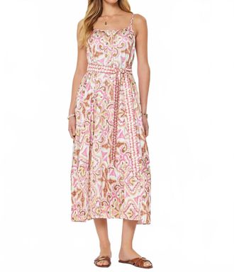 Current Air Printed Camisole Midi Dress In Pink Brown