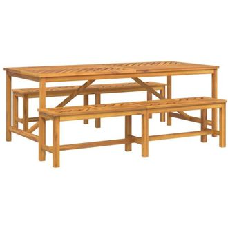 vidaXL Conjunto De Comedor De Jard&iacute;n 3 Pcs Marr&oacute;n 200 X 90 X 74 Cm Vidaxl