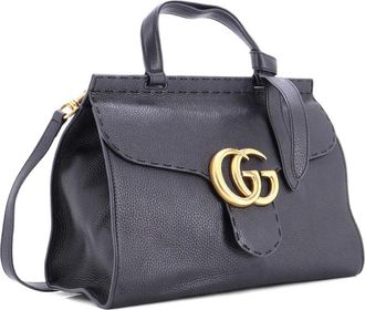 Gucci GG Marmont Top Handle Bag Leather Small satchel - Zwart