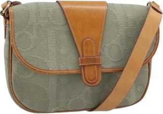 Dior Pre-owned Cross Body Bags, female, Gray, Size: ONE SIZE Pre-owned Vintage Trotter Canvas Shoulder Bag