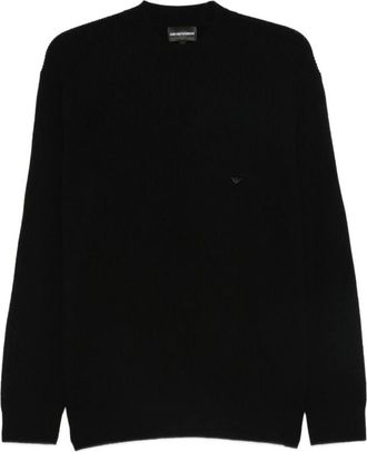 Emporio Armani Truien & Vesten, Heren, Zwart, XL, Nylon, Zwarte Zijde & Nylon Trui