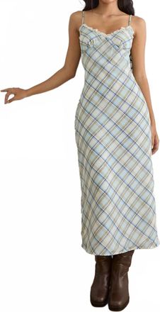 Motel Rocks Naska Maxi Dress In Chiffon Vintage Blue Check