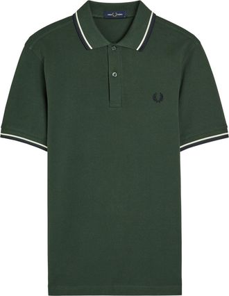Fred Perry Twin Tipped Logo Piqué Cotton Polo Shirt - Dark Green - Xxl