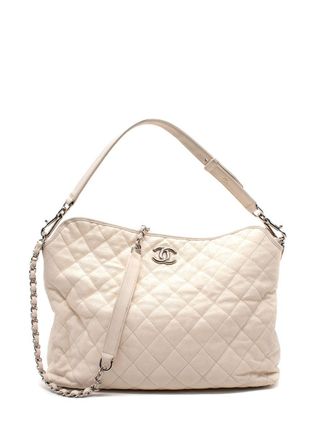 Chanel Cream Caviar Leather French Riviera Hobo Bag