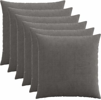 vidaXL Funda De Almohada 6 Pcs Heerlen Gris Oscuro 55 X 55 Cm Pana Vidaxl