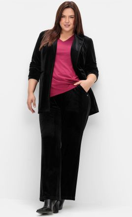 Sheego Stretch-Hose SHEEGO, Damen, Gr. 40, Normalgr&ouml;ssen, schwarz, 92% Polyester, 8% Elasthan, unifarben, Hosen Stretch-Hose