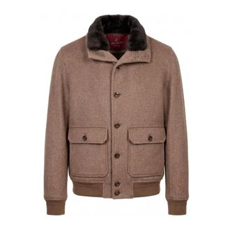 Montecore Giacca Bomber in Misto Lana con Collo in Pelliccia - - Jackets - Uomo - Marrone - 3XL