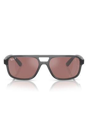 Ray-Ban x Scuderia Ferrari 58mm Polarized Flat Top Keyhole Sunglasses in Grey /Purple Silver Polar at Nordstrom