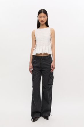 Ganni Mixed Black Washed Twill Trousers - Size 34 Cotton