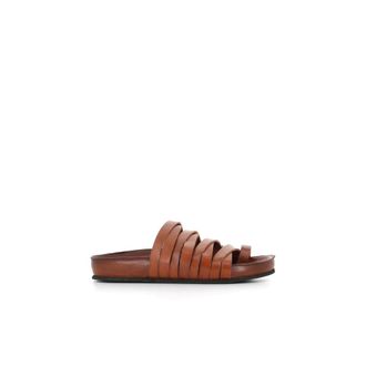 Pantanetti Sliders, female, Brown, Size: 10 US Brown Leather Crossed Straps Sandals