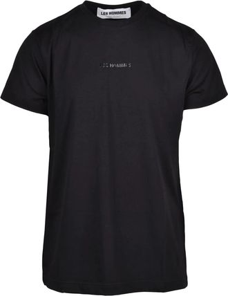 Les Hommes Black Short-Sleeve Minimalist Stretch Cotton T-Shirt