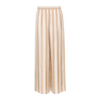 Fendi Wide Trousers, female, Multicolor, Size: S Silk Twill Wide Leg Trousers