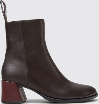 Camper Twins Smooth Leather Ankle Boots with Block Heel and Side Zip